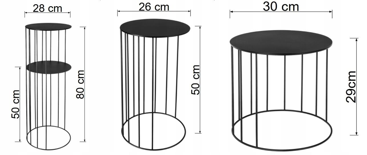 Zestaw kwietnik 80x28 cm 50x26 cm 29x30 cm do salonu sypialni stoliki stojak na kwiaty metalowy czarny  nr. 9