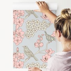 Tapeta W Rolce Malowane KWIATY Ptaki Natura Ozdoba  - Miniaturka zdjęcia nr 5
