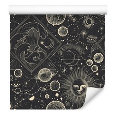 Tapeta W Rolce KSIĘŻYCE Planety Fale Szkic Boho  - Miniaturka zdjęcia nr 1