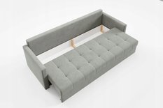 Kanapa IVIO 230x87x86 cm sofa z funkcją spania rozkładana velvet welur jasnoszara do salonu - Miniaturka zdjęcia nr 8