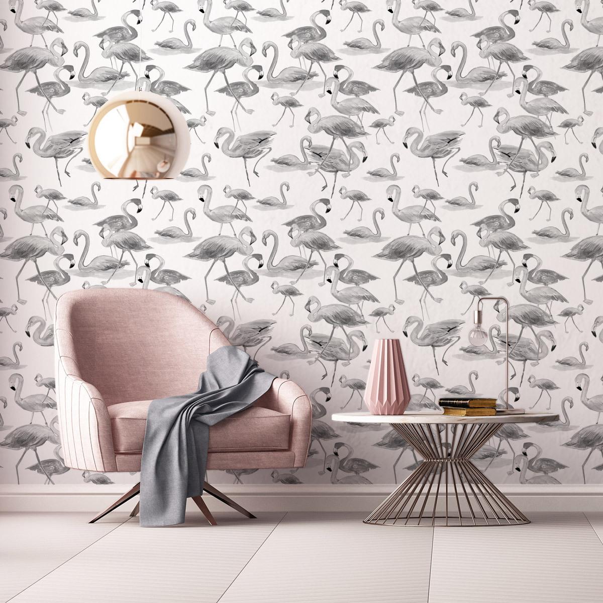 Tapeta ścienna do salonu, flamingi, ptaki, natura  nr. 4