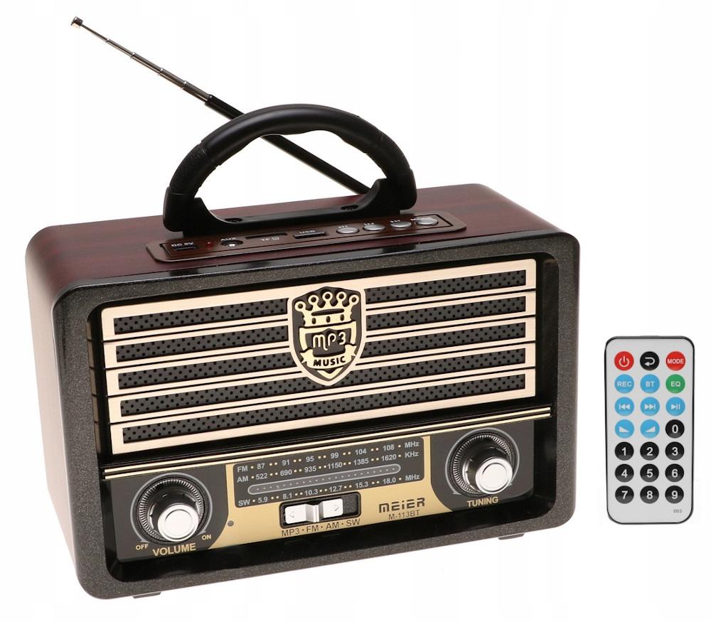 Radio przenośne  23 x 11,5 x 16 cm RETRO z funkcją bluetooth   USB brązowe