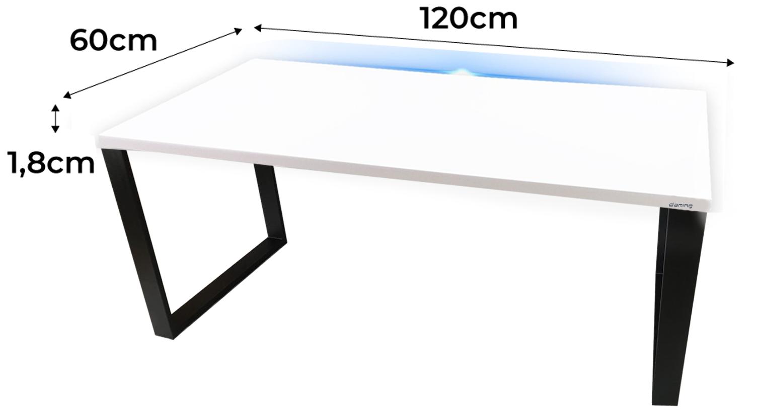 Biurko gamingowe model 1 Low 120x71x60 cm białe LOFT LED RGB pilot blat 1,8cm nr. 2