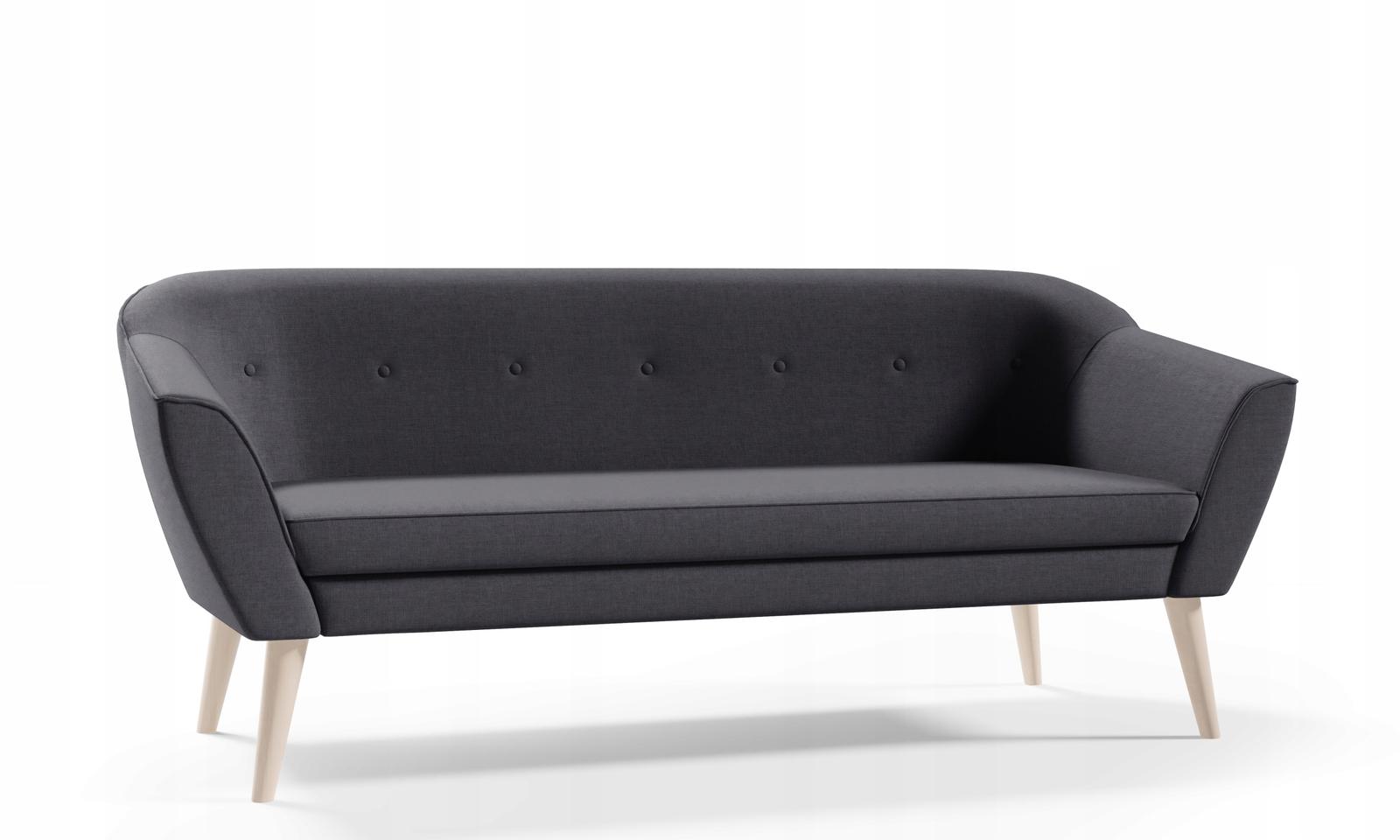 Sofa DIANA 180x74x75 cm trzyosobowa w stylu skandynawksim ciemnoszara do salonu