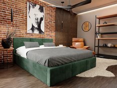 Łóżko tapicerowane do sypialni 180x200x88 cm podwójne z pojemnikiem modne butelka zieleń - Miniaturka zdjęcia nr 5