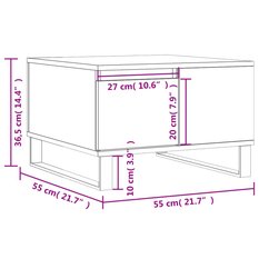 Stolik kawowy 55x55x36,5 cm z pojemną szufladą brązowy dąb do salonu - Miniaturka zdjęcia nr 11