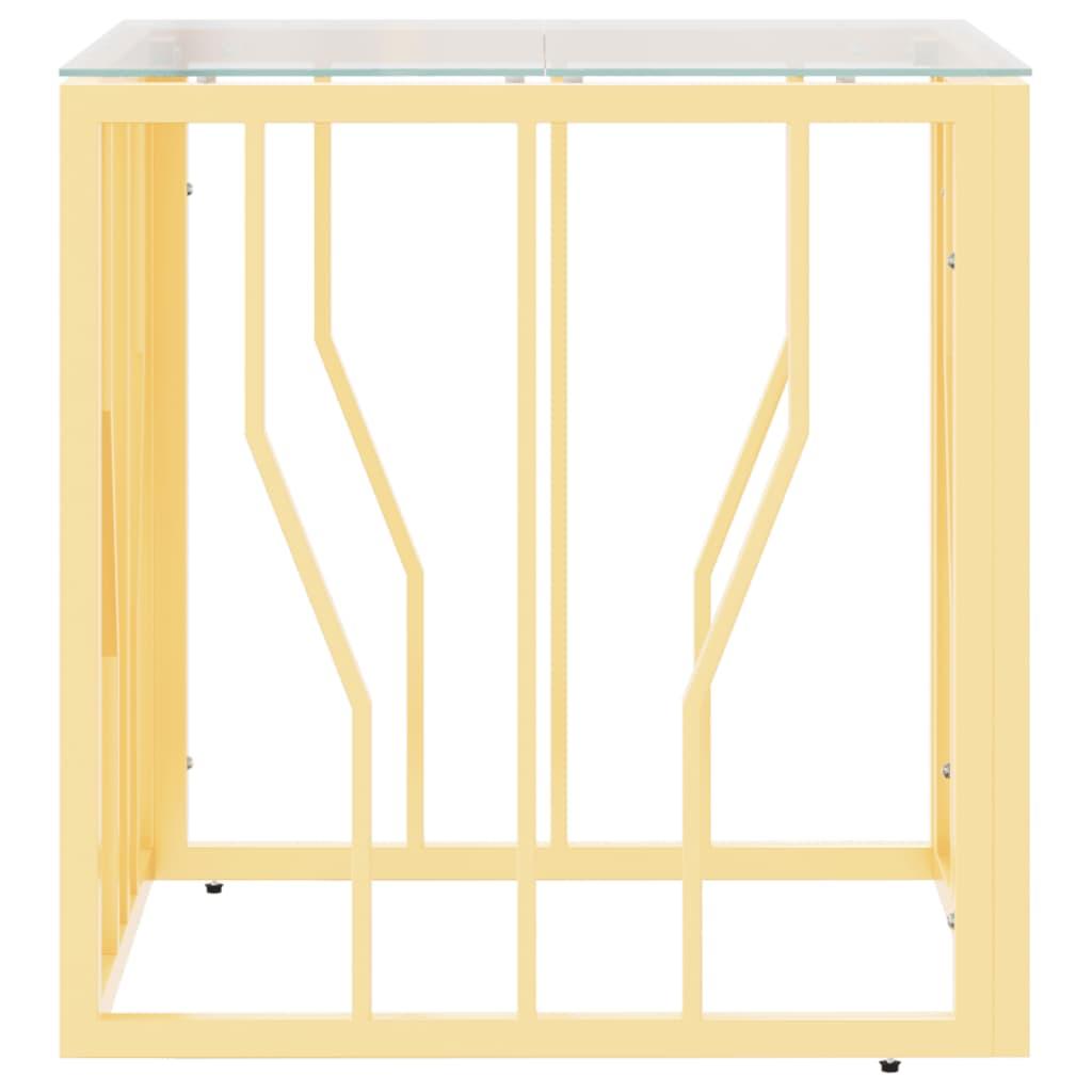 Stolik kawowy 50x50x50 cm do jadalni salonu stal nierdzewna szkło złoty nr. 1