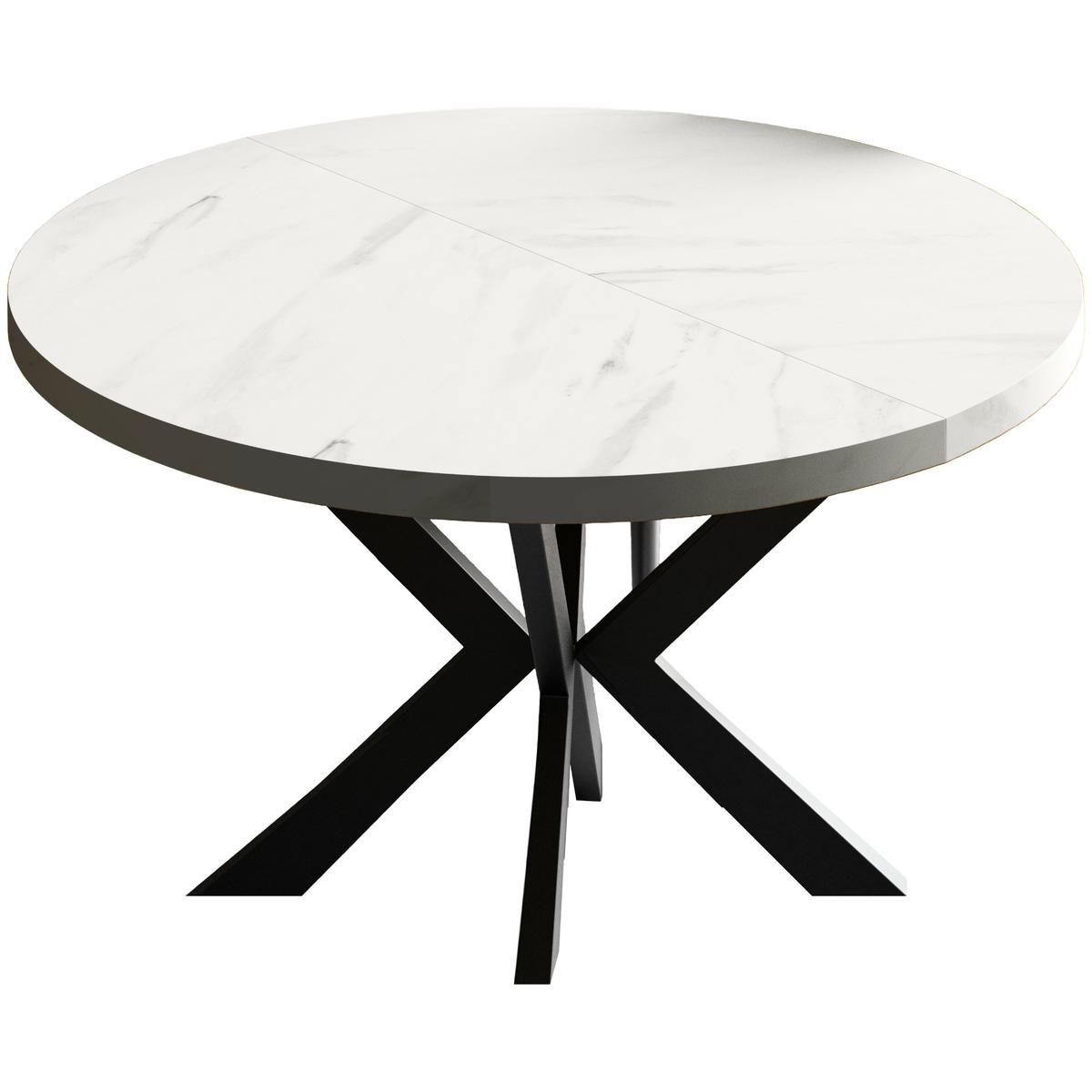 Stół rozkładany 90 cm okrągły Granito marmur bianco do jadalni