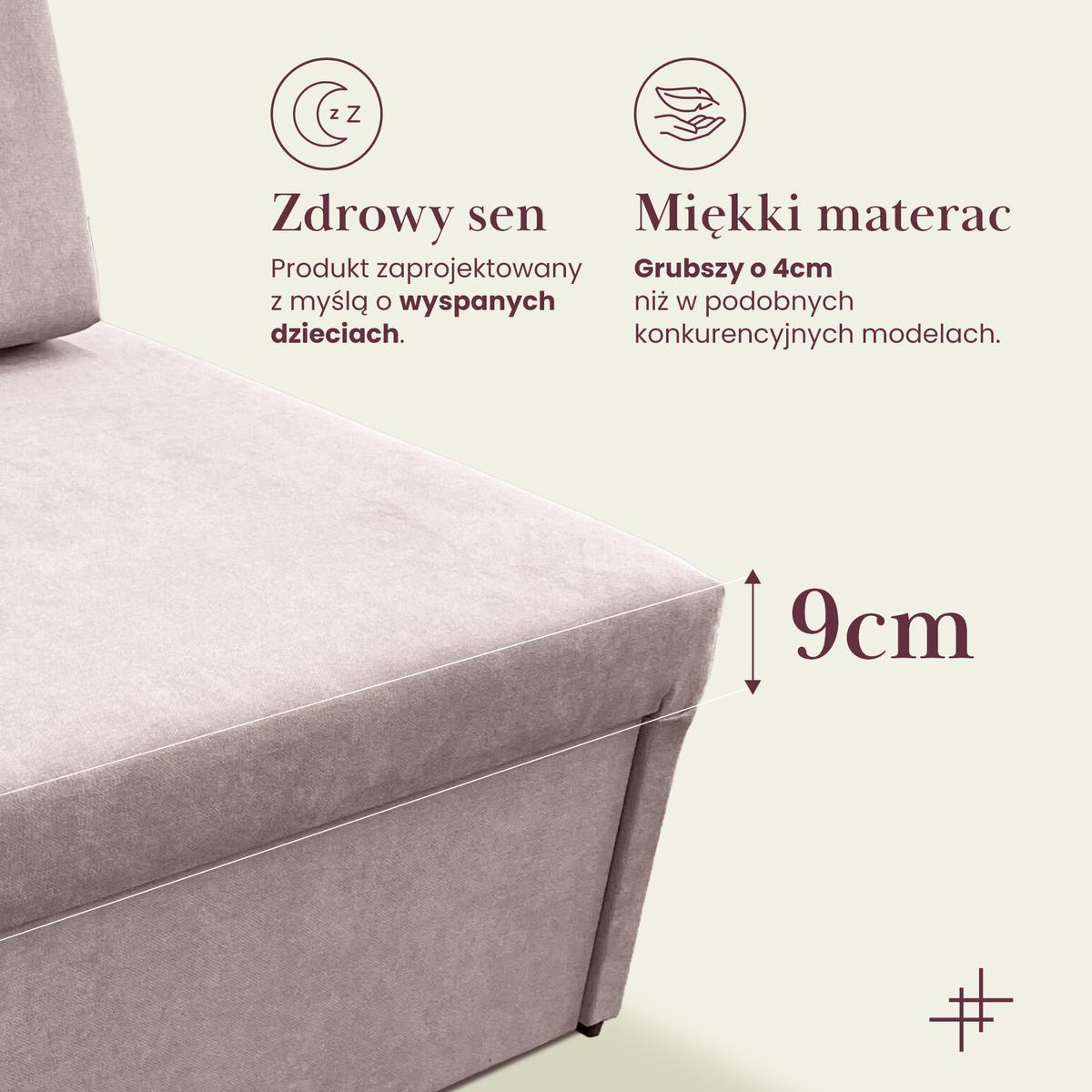 Narożnik Viluś 108x81x78 cm sofa jednoosobowa do pokoju salonu z funkcją spania i przechowywania dla dzieci różowy nr. 10