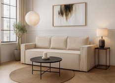 Kanapa rozkładana Verona 248x52x93 cm wersalka z funkcją spania i pojemnikiem sprężyny bonell sztruks kremowa do salonu