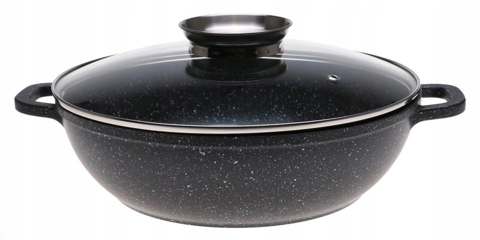 Garnek 28cm 3,3l niski marmurowy wok indukcja do kuchni