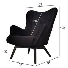 Fotel skandynawski ETERNO 77x102x87 cm czarny z czarnymi nogami do salonu  - Miniaturka zdjęcia nr 5