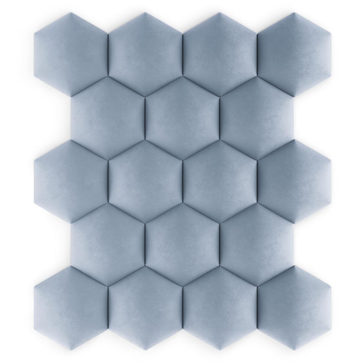 Panele tapicerowane  26x30 cm hexagon magic velvet błękitny nr. 7