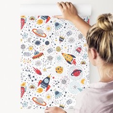 Tapeta Dziecięca KOSMOS Rakiety Styl Skandynawski  - Miniaturka zdjęcia nr 3