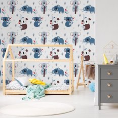 Tapeta dla dzieci koala, drzewa, styl skandynawski  - Miniaturka zdjęcia nr 4