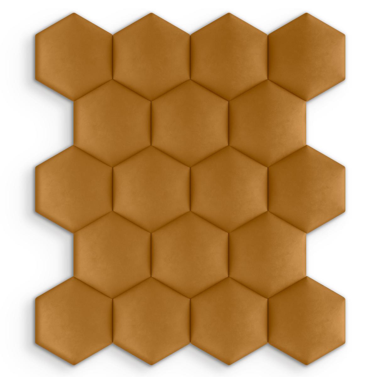 Panele tapicerowane  35x40 cm na ścianę hexagon żółty nr. 4