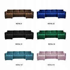 Narożnik Varius BIG 297x74x140 cm kształt U z funkcją spania i przechowywania do salonu Royal zieleń - Miniaturka zdjęcia nr 11