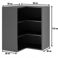 Korpus szafka kuchenna górna narożna 60x72x30 cm z akcesoriami czarny - Miniaturka zdjęcia nr 2