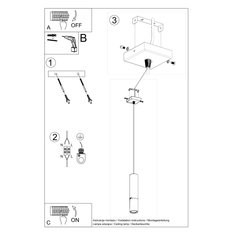 Lampa wisząca LOOPEZ 1 czarny/chrom 100x8x8cm nowoczesna G10 do salonu - Miniaturka zdjęcia nr 5