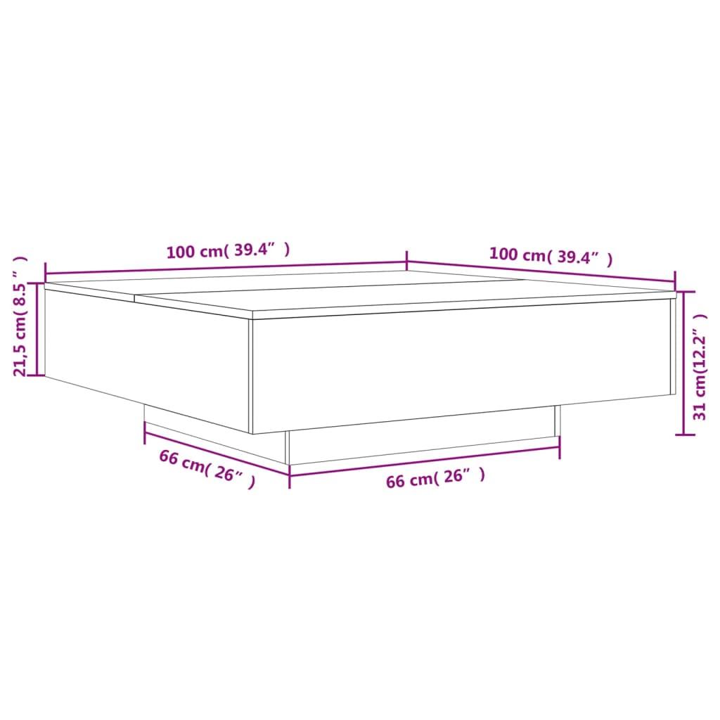 Stolik kawowy 100x100x31 cm stabilny brązowy dąb do salonu nr. 10