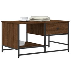 Stolik kawowy 85,5x51x45 cm do salonu pokoju dziennego brązowy dąb - Miniaturka zdjęcia nr 3