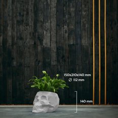 Doniczka betonowa Skull Low-Poly 11 cm | Biały Mat - Miniaturka zdjęcia nr 8