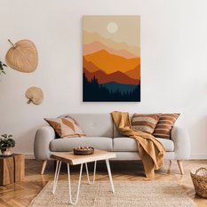 Obraz Do Sypialni Zachód Słońca Góry Krajobraz Las Styl Boho 80x120cm - Miniaturka zdjęcia nr 3