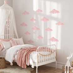 NAKLEJKA NA ŚCIANĘ DO POKOJU DZIECKA RÓZOWE 120x60  CHMURY OZDOBA - Miniaturka zdjęcia nr 4