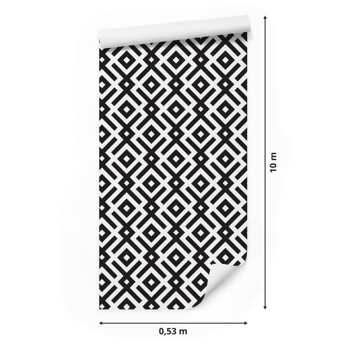 Tapeta Do Salonu Czarno-Biały GEOMETRYCZNY Wzór 3D 53x1000  nr. 2