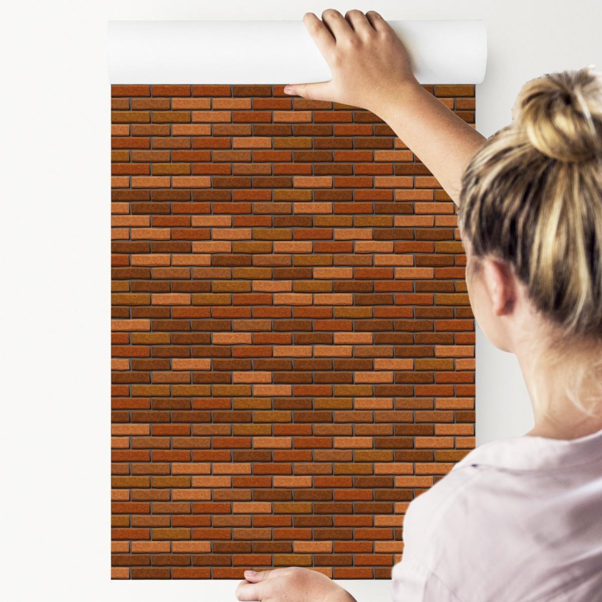 Tapeta Do Salonu Brązowe Postarzane CEGŁY Mur 3D  nr. 5