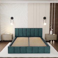 Łóżko tapicerowane 160x200 premium z pojemnikiem do sypialni turkusowe wezgłowie 107 cm - Miniaturka zdjęcia nr 5