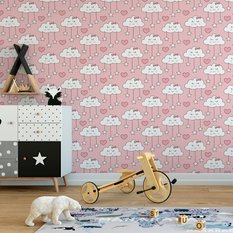Tapeta Dla Dziewczynki CHMURKI Serduszka Gwiazdki 53x1000  - Miniaturka zdjęcia nr 5