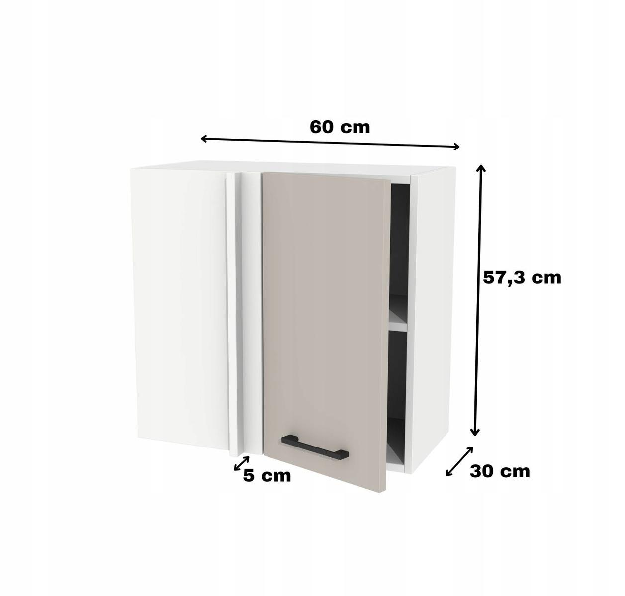 Szafka kuchenna górna wisząca narożna prawa 60x57x30 cm kaszmir do zestawów czarne uchwyty do kuchni  nr. 2