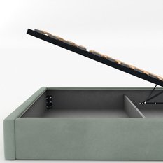 Łóżko Pojedyncze 90x200cm łóżko tapicerowane z pojemnikiem miętowe do sypialni wezgłowie 88 cm - Miniaturka zdjęcia nr 10