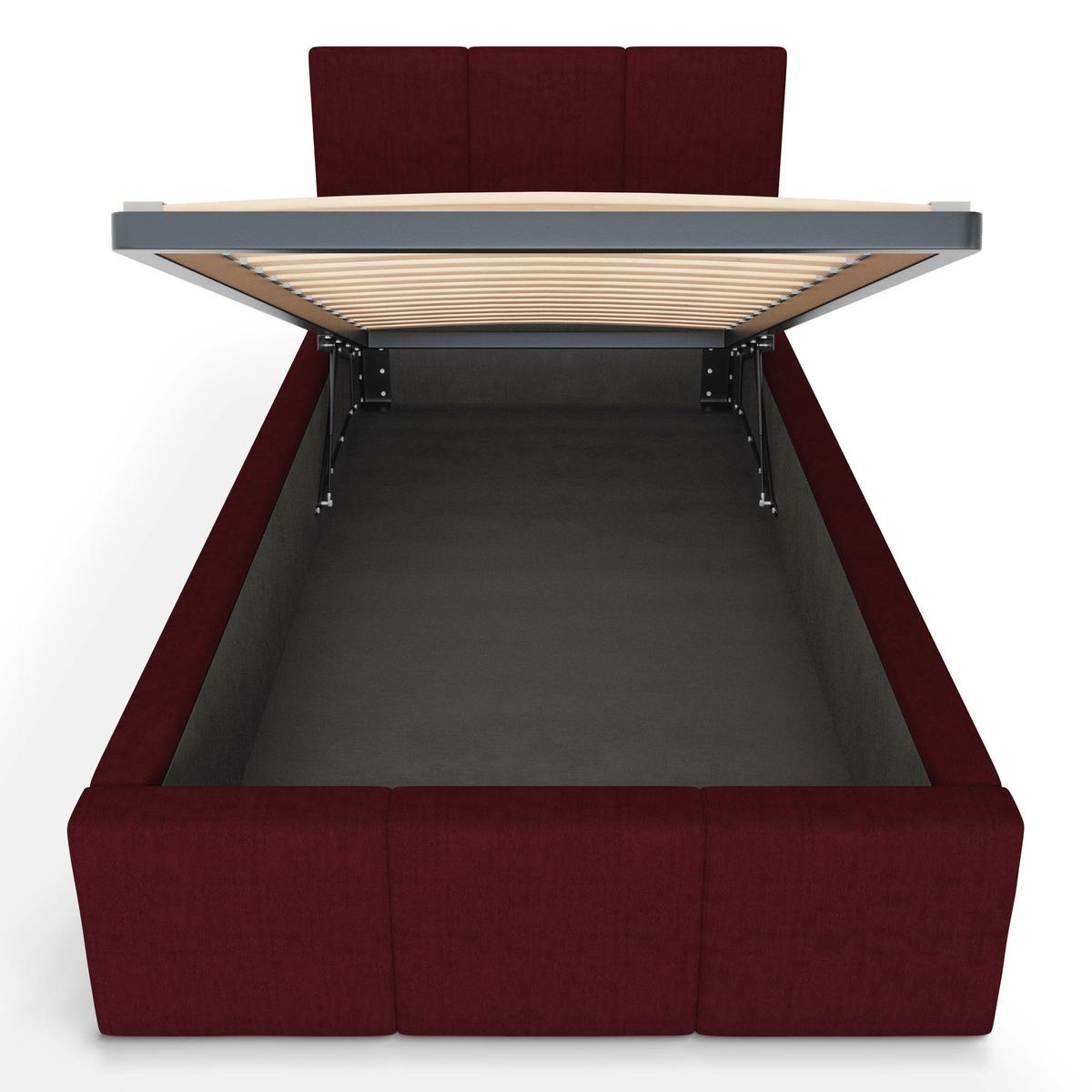 Łóżko Pojedyncze 90x200cm łóżko tapicerowane z pojemnikiem bordowe do sypialni wezgłowie 100 cm nr. 9