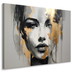 Obraz Do Salonu Abstrakcja ZŁOTY Portret Kobiety Styl Glamour Loft 120x80cm