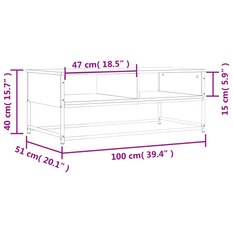 Stolik kawowy 100x51x40 cm z przestronnymi półkami dąb sonoma do salonu - Miniaturka zdjęcia nr 9