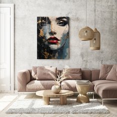 Obraz Zmysłowy PORTRET Kobiety Czerwone Usta Styl Glamour 80x120cm - Miniaturka zdjęcia nr 6