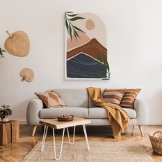 Obraz Do Salonu Góry Abstrakcja Słońce Liście Natura Styl Boho 80x120cm - Miniaturka zdjęcia nr 3