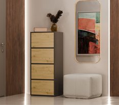 Komoda ALMA 119x50x40 cm do przedpokoju antracyt dąb artisan - Miniaturka zdjęcia nr 2