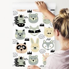 Tapeta Bajkowe ZWIERZĄTKA Wzorki Styl Skandynawski  - Miniaturka zdjęcia nr 7