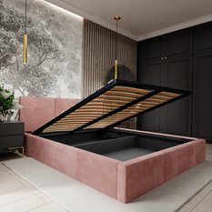 Łóżko tapicerowane do sypialni 180x200x110 cm podwójne z pojemnikiem modne brudny róż - Miniaturka zdjęcia nr 10