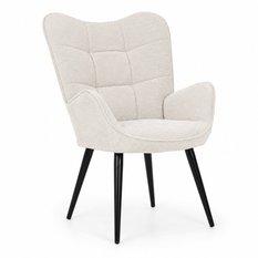 Fotel uszak tapicerowany wypoczynkowy 69x63x89 cm do salonu biura nogi czarne, szenil kremowy - Miniaturka zdjęcia nr 3