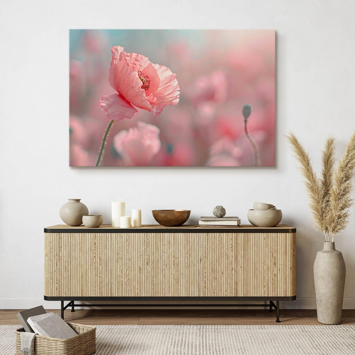 Obraz Na Płótnie Różowe Maki Na Łące Natura 120x80 Polna Przyroda nr. 7