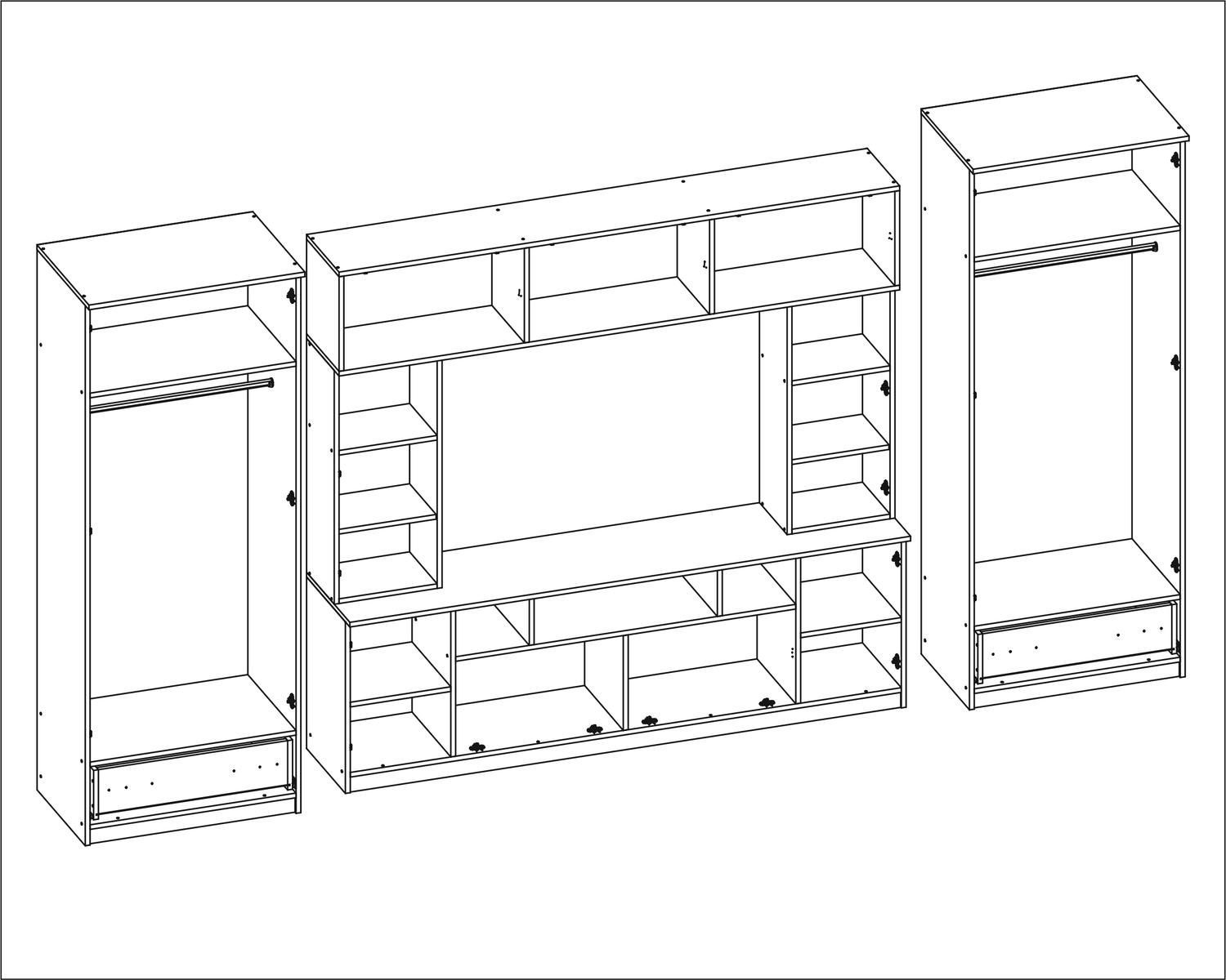 Meblościanka z szafą TAJGA 370x210x53 cm zestaw mebli do salonu RTV Dąb lefkas Sonoma ciemna nr. 3