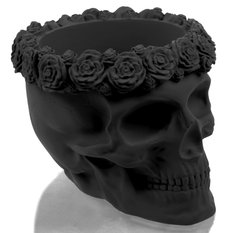 Donica Skull Flowers Black Matt Poli  11 cm - Miniaturka zdjęcia nr 3