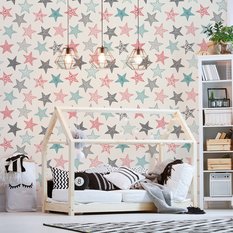 Tapeta dziecięca KOLOROWE gwiazdki w styl vintage, dekoracja nowoczesna - Miniaturka zdjęcia nr 3