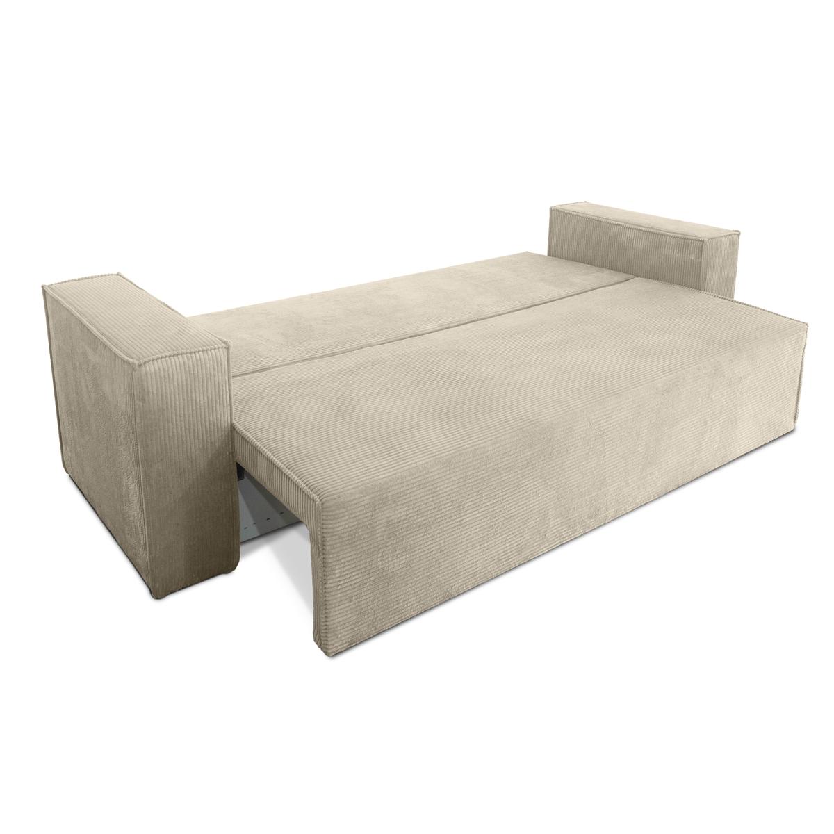 Kanapa funkcją spania Verona bonell 248x96x93 cm wraz z pojemnikiem, sprężyny bonell sztruks beżowy do salonu nr. 8