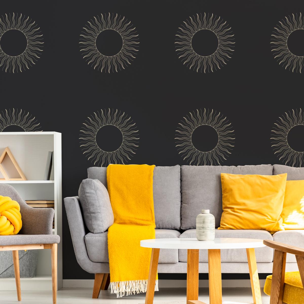 Tapeta Do Sypialni Minimalistyczny Wzór SŁOŃCE nr. 3