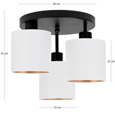 Lampa sufitowa 30x30x31 cm trzypunktowa z abażurami gwint E27 czarna z białymi abażurami do salonu - Miniaturka zdjęcia nr 4